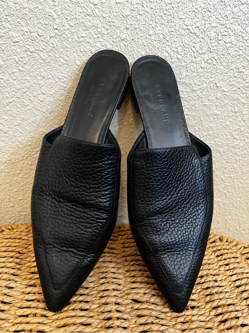 Everlane The Boss Mule Black Pebbled Leather Women’s Size 8 - Picture 2 of 7